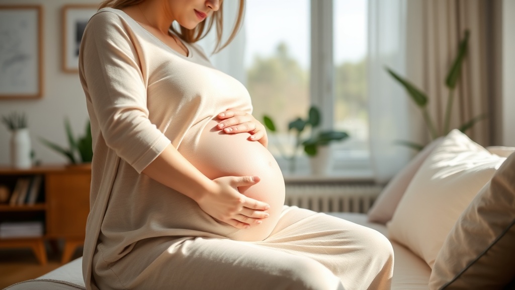 임산부가 비타민D 칼슘 영양제를 들고 있는 건강한 모습